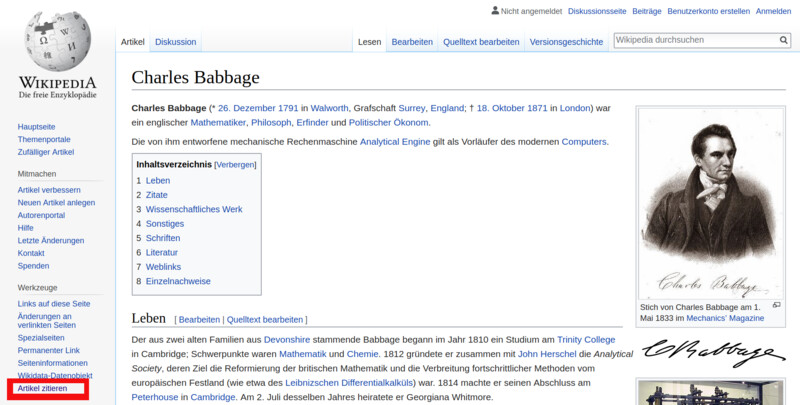 Finden von fertigen BibTeX-Einträgen – Wikipedia