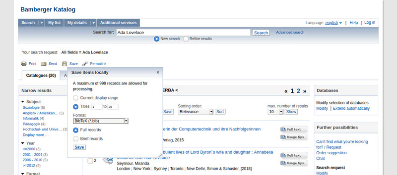 Finding ready-made BibTeX entries – University of Bamberg Library