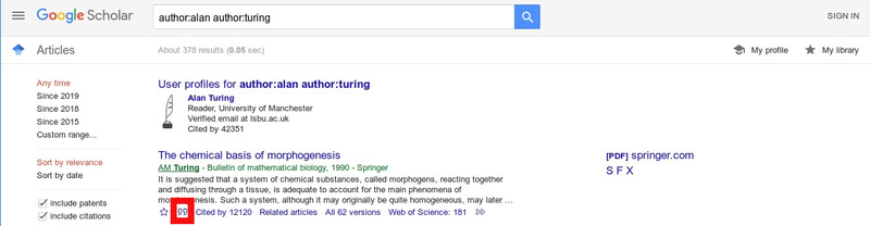 Finden von fertigen BibTeX-Einträgen – Google Scholar