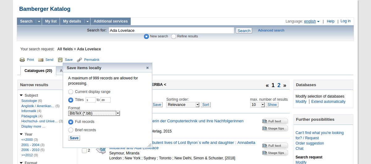 Finding ready-made BibTeX entries – University of Bamberg Library