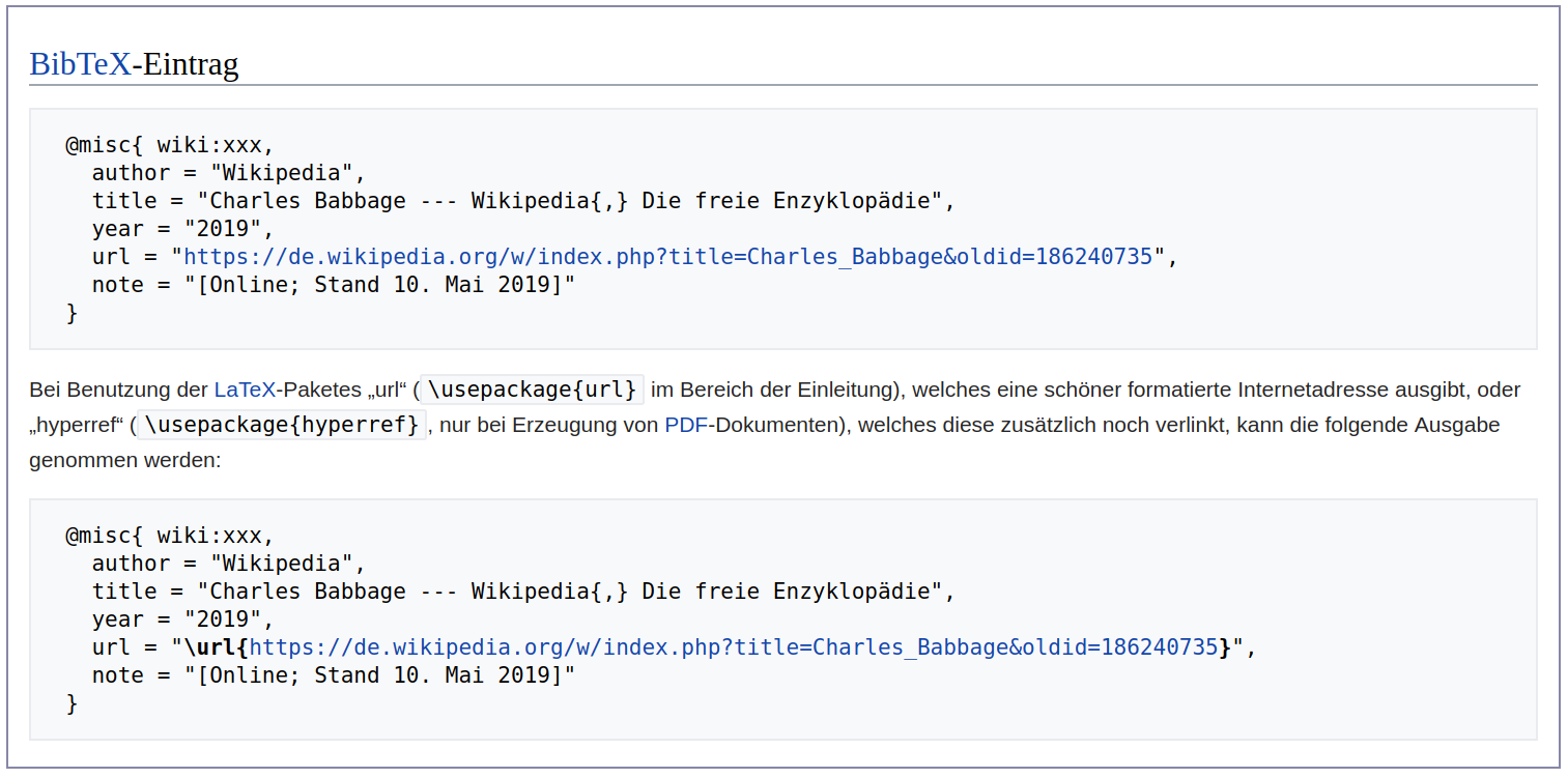 Finden von fertigen BibTeX-Einträgen – Wikipedia